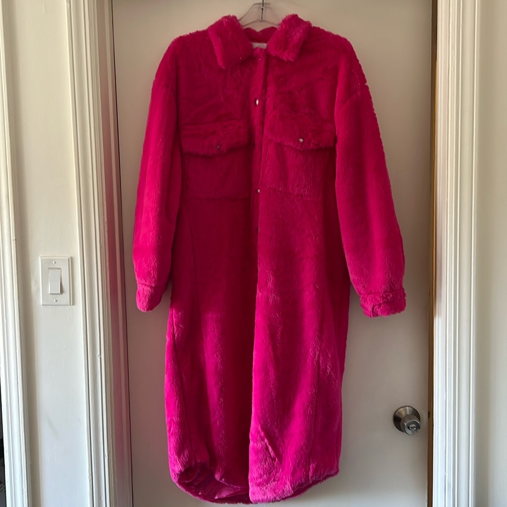 Fluffy pink coat